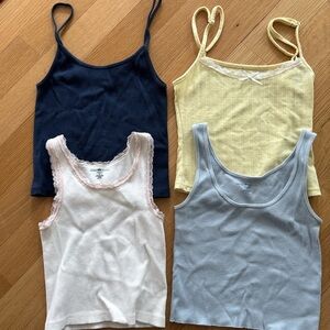 Brandy Melville Navy, Yellow, White, and Light Blue Camisoles